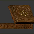 Handcrafted Open Wooden Box With Intricate Carved Patterns And Decorative Design