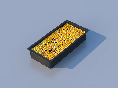 Yellow And White Mixed Grains In Black Rectangular Container 3d model