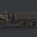 Military Green Rugged Off Road Truck With Open Cargo Bed And Large Tires