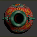 Traditional Chinese Red Vase With Intricate Dragon Patterns And Green Accents
