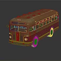 Vintage Yellow And Red Bus With Classic Exterior Design And Roof Details