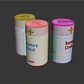 Battery Drink Three White Cylindrical Cans With Orange Cross Logo 3d model