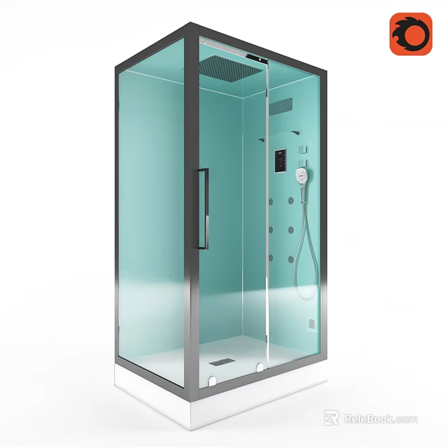 Modern Shower Sauna Glass Enclosure With Shower Head And Control Panel 3d model 