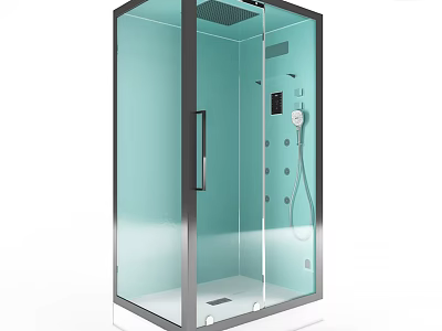 Modern Shower Sauna Glass Enclosure With Shower Head And Control Panel 3d model