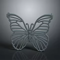 Light Gray Intricate Butterfly Shaped Hollow Decorative Ornament With Reflective Surface