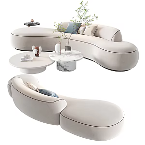 Modern Multiplayer Sofa Curved Sofa 3d model