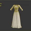 Elegant White Long Dress With Three Quarter Sleeves Square Neckline And Red Bow Decoration