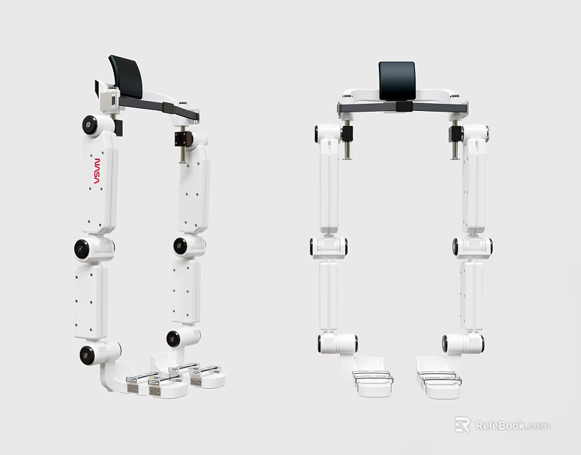Dual White Medical Mechanical Arms With Multiple Joints And Stable Structures 3d model 