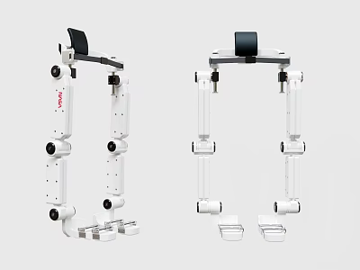 Dual White Medical Mechanical Arms With Multiple Joints And Stable Structures 3d model