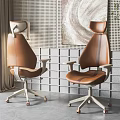 Modern Brown Leather Office Chair High Back Ergonomic Design With Swivel Wheels