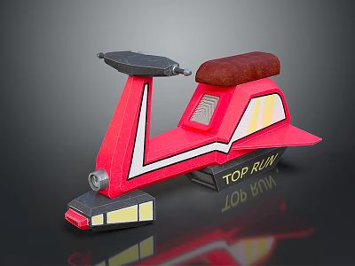 Red Top Run Motorcycle Design With Brown Seat White Stripes And Yellow Accents 3d model