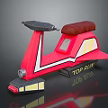 Red Top Run Motorcycle Design With Brown Seat White Stripes And Yellow Accents