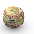 Vintage Worn Leather Baseball Sports Equipment With Red Stitching And Aged Finish