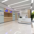 Modern Medical Waiting Room With Gray Chairs Reception Desk Staff And TV Screen