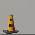 Yellow Cone Decorative Ornament Set With Black Eyes Mouth Red Tongue On Black Base