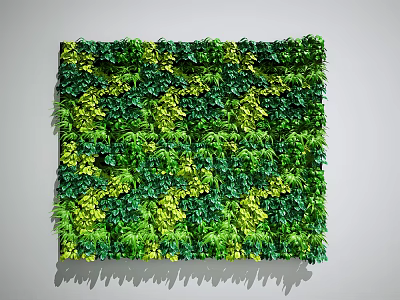 Lush Living Plant Wall With Dense Green Foliage And Vibrant Leaves 3d model
