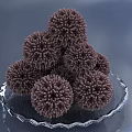 Elegant Plate Decoration With Transparent Glass Plate And Dark Purple Spherical Ornaments