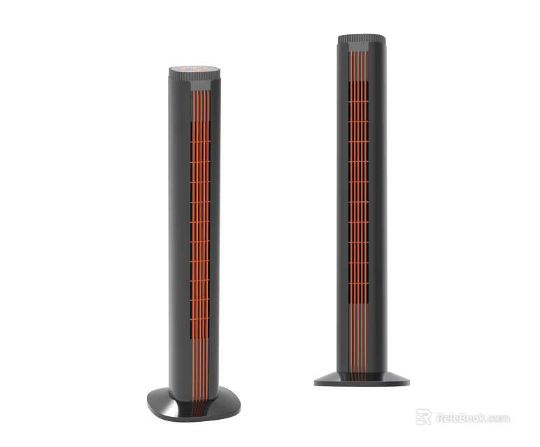 Modern Black Tower Air Cooler Fans With Vertical Grilles And Stable Base 3d model 