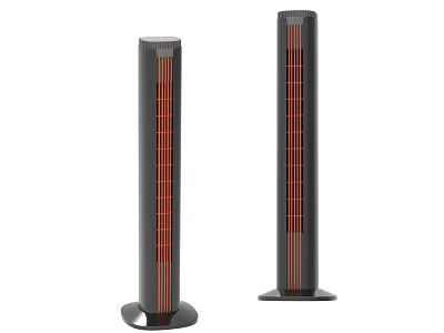 Modern Black Tower Air Cooler Fans With Vertical Grilles And Stable Base 3d model