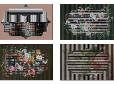 Square Rugs With Floral Patterns And Striped Designs For Home Decor 3d model
