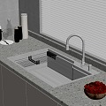 Modern cabinet sink vegetable basin large single tank 3d model