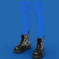 Black Lace Up Boots With Snake Print Design And Chunky Platform Sole
