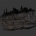 Natural Layered Rock Formation with Pine Trees Growing On Top and Textured Surface