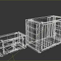 Blue Shipping Container Building With Two Units And Yellow Corner Fittings