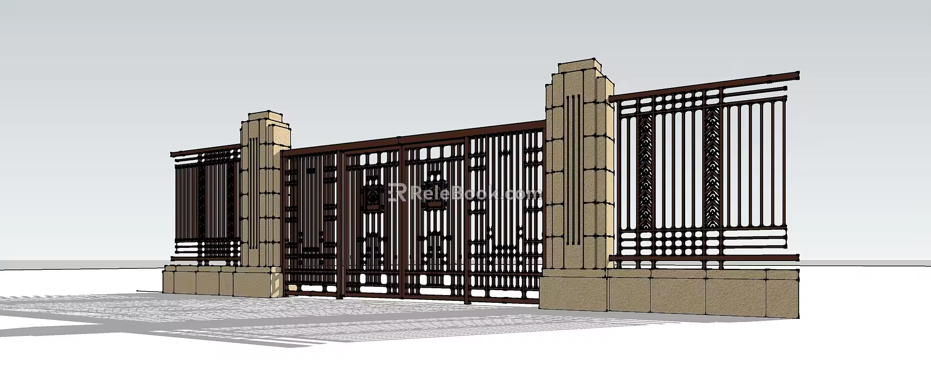Modern Gate Neoclassical Fence 3d model
