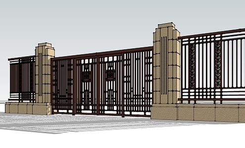 Modern Gate Neoclassical Fence 3d model