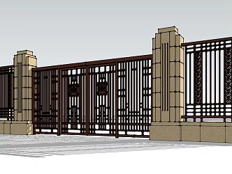 Modern Gate Neoclassical Fence 3d model