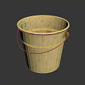 Golden Metal Small Bucket as Daily Life Product with Textured Surface and Handle