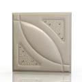 Beige Decorative Wainscoting Panel with Leaf Pattern Carved Details and Metal Rivets 3d model