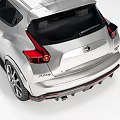 Silver Compact Sports Car Featuring Sporty Design Red Accents And Alloy Wheels