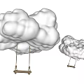 Soft White Cloud Swings Hanging In Pastel Blue Sky Background