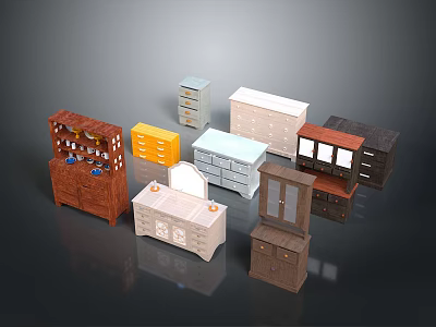 Diverse Home Furniture Collection With Dressers Cabinets Chests And Storage Units 3d model