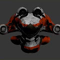Red And White Cosmic Spaceship Design With Aerospace Thrusters Futuristic Interstellar Vehicle Model
