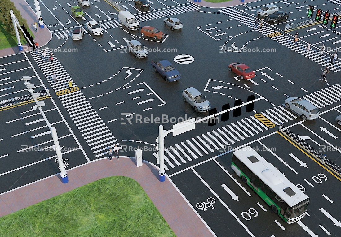 Crossroads Bridge High-speed Rail Road Road 3d model