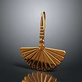 Golden Fan Shaped Decorative Pendant With Intricate Petal Details For Daily Accessories