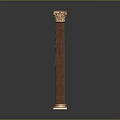 Classical Column Design With Ornate Golden Capital And Textured Red Shaft