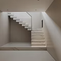 Modern Marble Staircase Design With LED Strip Lights And Sleek Handrail Interior