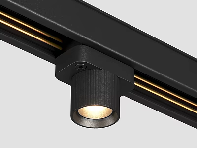 Black Track Mounted Downlight Spotlight With Gold Accents And Warm Illumination 3d model