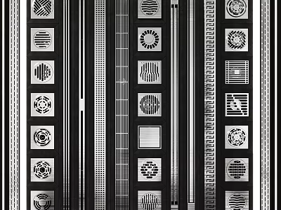 Black And White Decorative Panels With Geometric Patterns 3d model