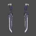 Twin Knives With Purple Handles Silver Blades And Decorative Metallic Details