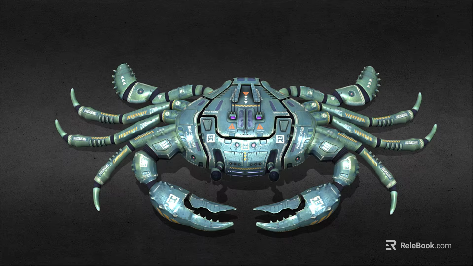 Detailed Futuristic Sci Fi Robotic Mechanical Crab With Armor And Claws 3d model 