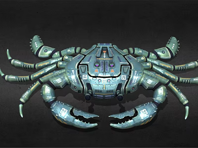 Detailed Futuristic Sci Fi Robotic Mechanical Crab With Armor And Claws 3d model