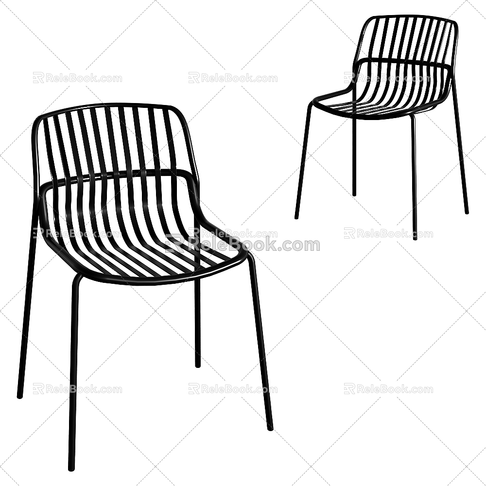 Outdoor wrought iron single chair 3d model