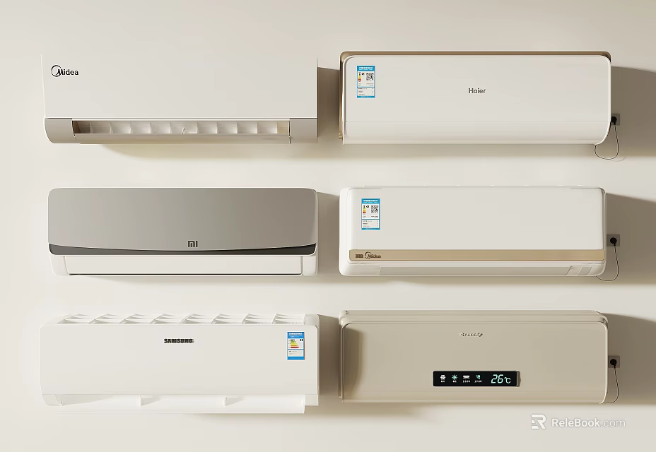 Modern Air Conditioner Fan Units With Various Designs And Multiple Brands 3d model 