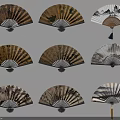 Chinese Traditional Fan Wall Hangings with Various Artistic Landscape Designs for Home Decor