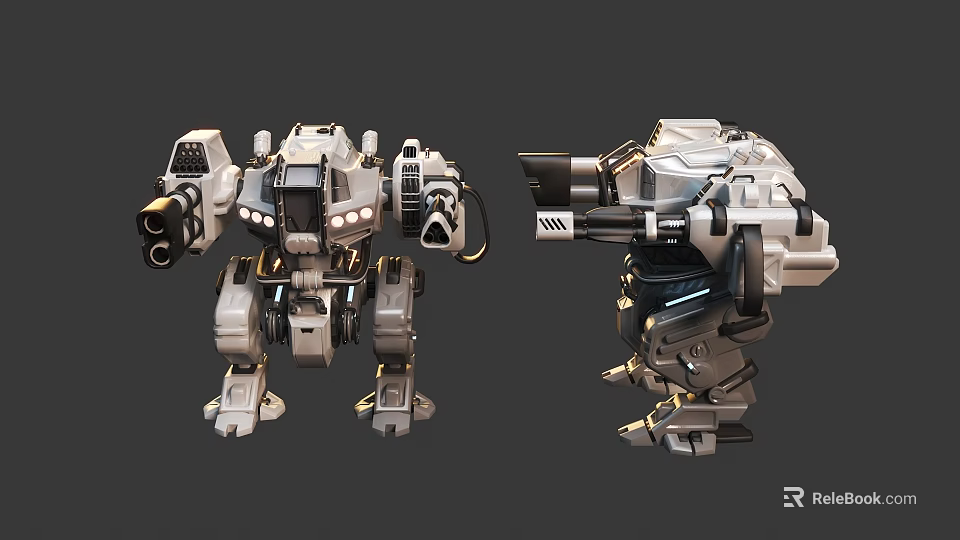 Advanced Armored Mech Combat Weapons Featuring Heavy Cannons And Mechanical Arms 3d model 